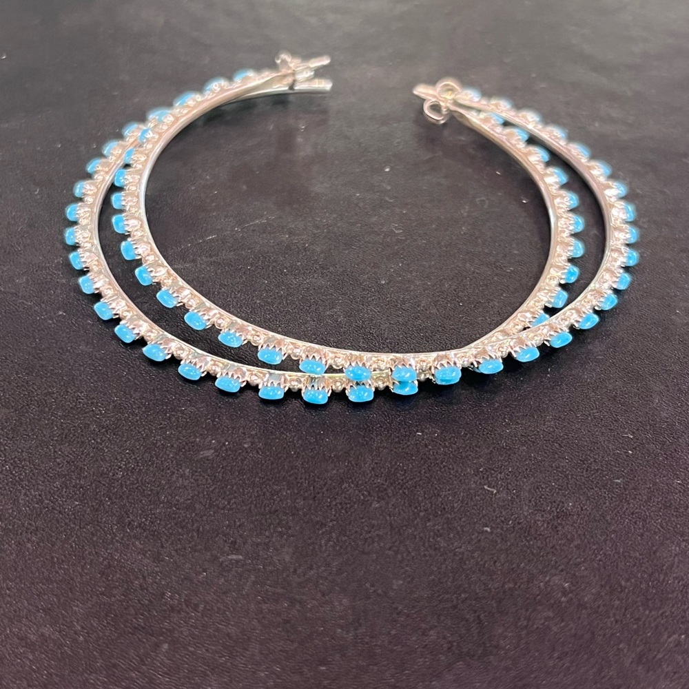 Native American Zuni sleeping beauty turquoise hoop earrings